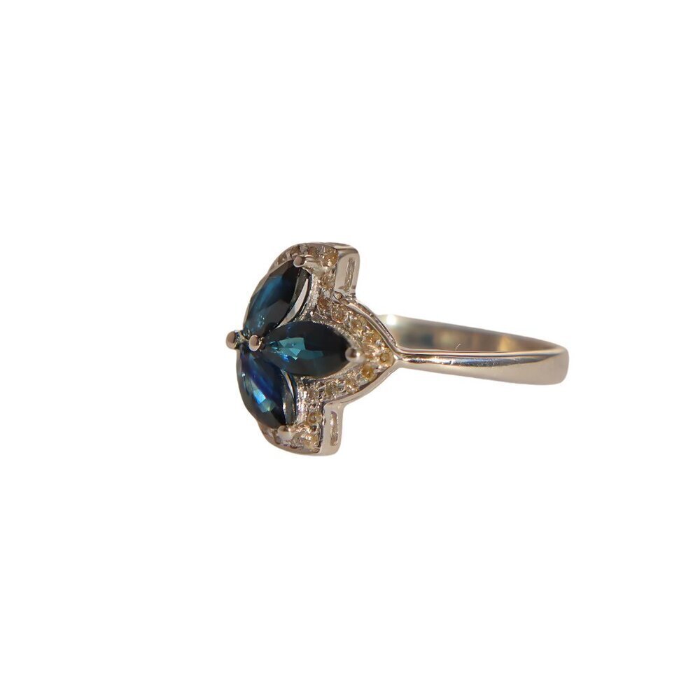 Genuine Sapphire and Diamond Ring in 925 Sterling Silver - Picture 4 of 6